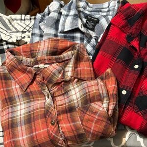 American Eagle / Gap / Calvin Klein jeans/ Krazy Kat 4 long sleeve plaid shirts
